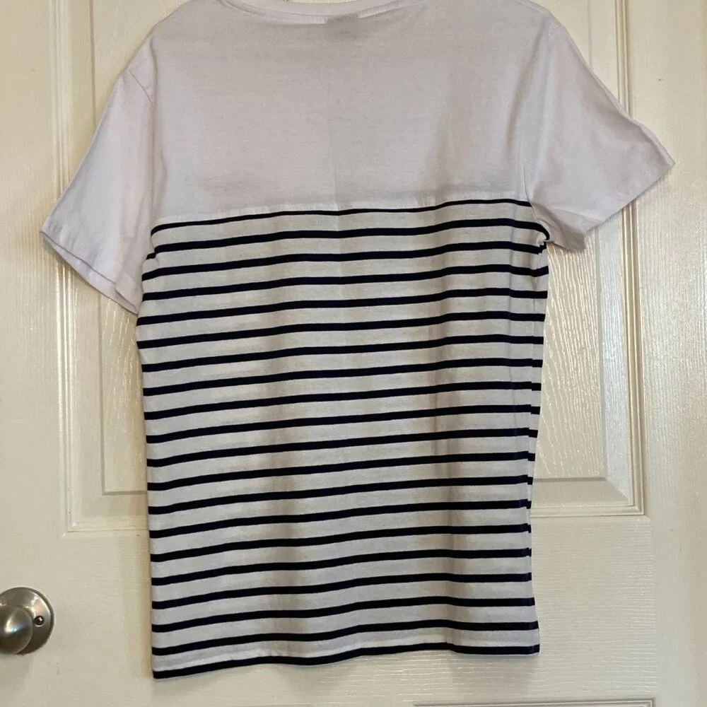 Women's blouse by Gazoil Collection France New With Tags white/blue sze medium - Picture 2 of 3